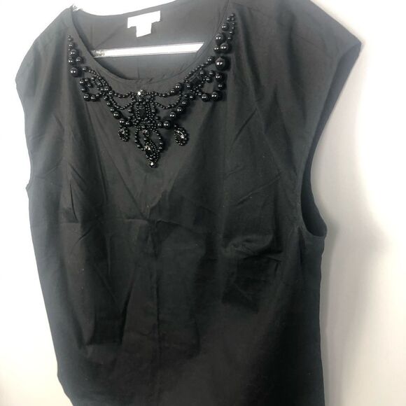 MICHAEL KORS | Cap Sleeve Black Embellished Neckline Top Women’s Plus Size 2X - Picture 2 of 6